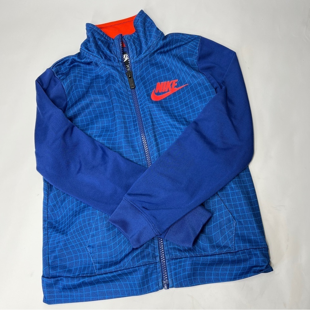 NIKE Boys Size 5 M Long Sleeve Lightweight Jacket Blue and Red. Zip Up.